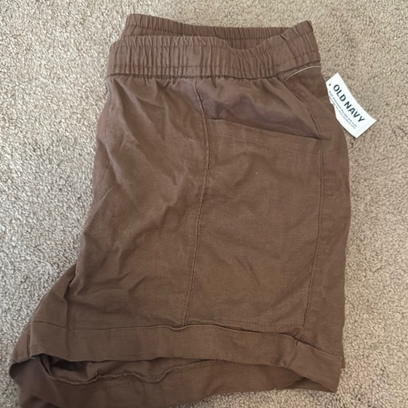 Brown linen blend shorts - Picture 3 of 5